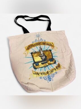 Harry Potter Fantastic Beasts Canvas Tote Bag Gold Foil Briefcase Wand Primark